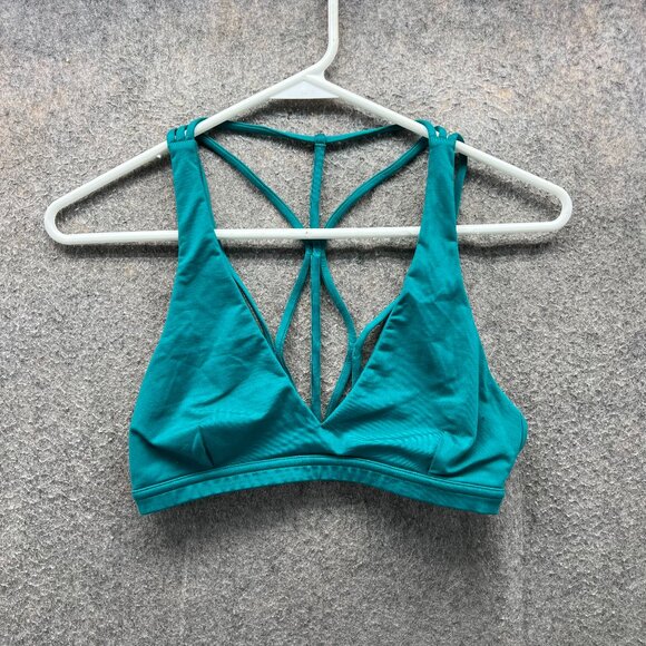 Lululemon Sports Bra Women 4 Teal Blue Free to Be Wild Strappy Back Yoga Active - Picture 1 of 10